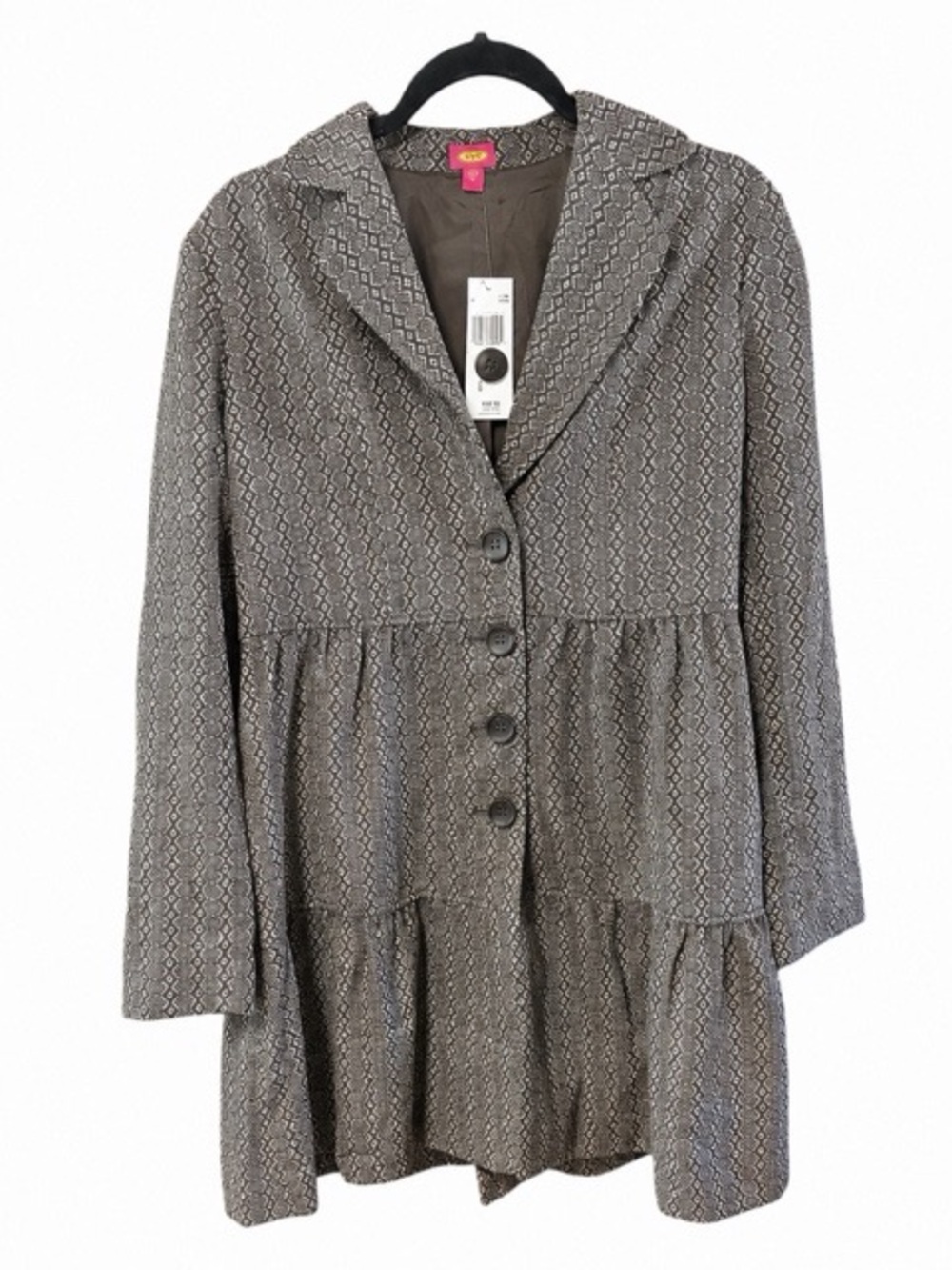 EYE‎ Y2K Peplum Geometric Tweed Blazer Jacket NWT
